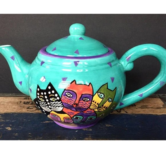laure burch Other - Vintage 1998 Laurel Burch COLORFUL CATS TEAPOT